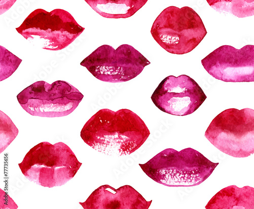 Seamless vector patterm with red lips