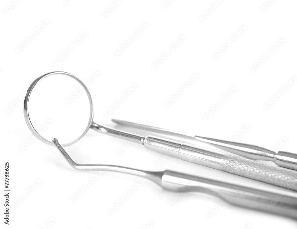 Set dentist tools isolated on white Set dentist tools isolated on white