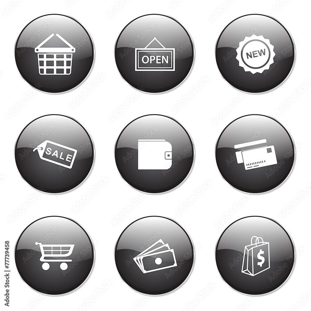 Shopping Sign Black Vector Button Icon Design Set 2 Shopping Sign Black Vector Button Icon Design Set 2