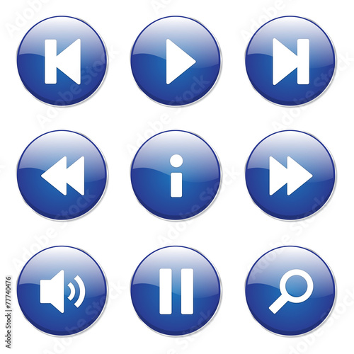 Free Download Multimedia Controller Blue Vector Button Icon Design Set - GFXLoad