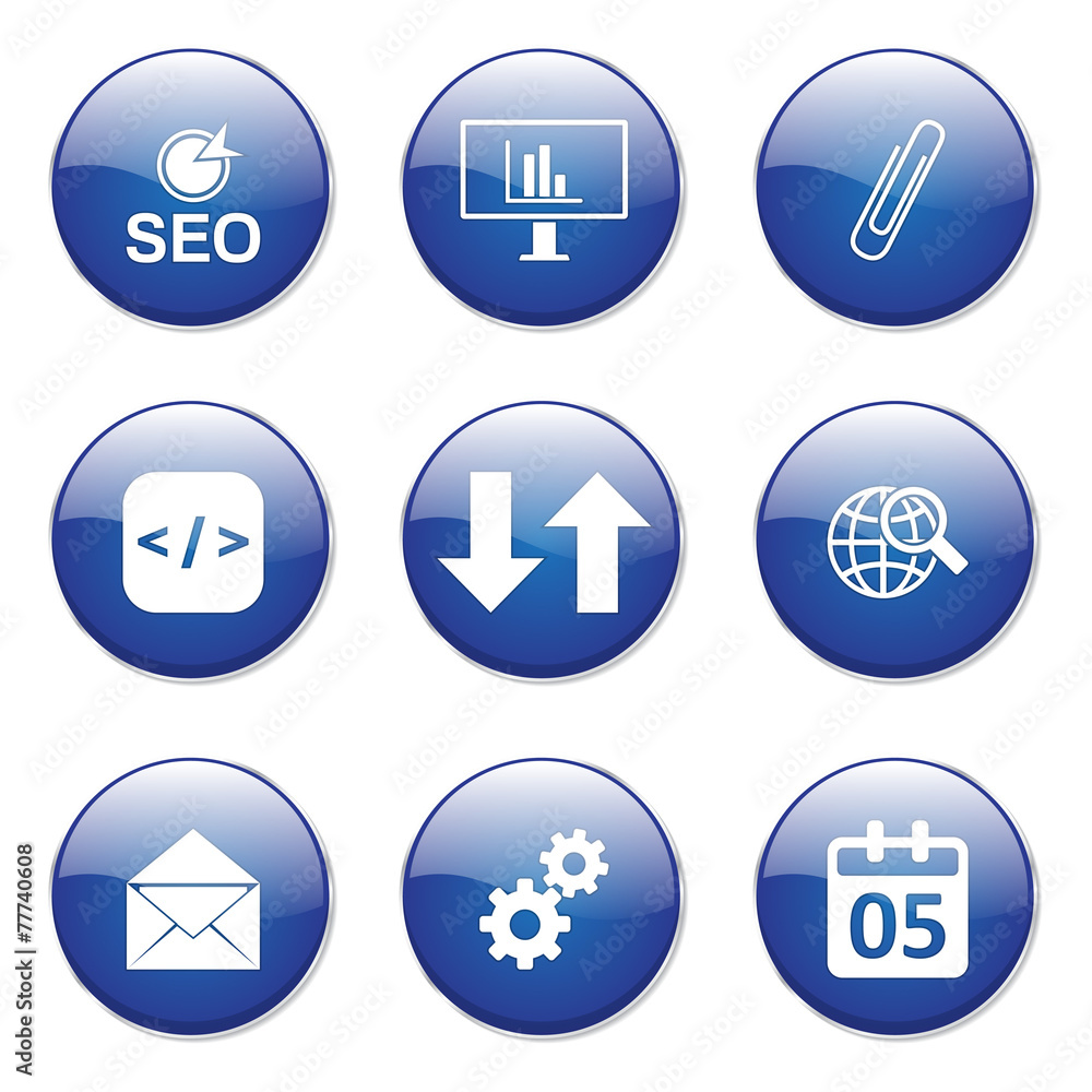 SEO Internet Sign Blue Vector Button Icon Design Set 6