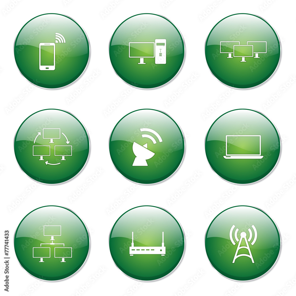 Telecom Communication Green Vector Button Icon Design Set 2 Telecom Communication Green Vector Button Icon Design Set 2