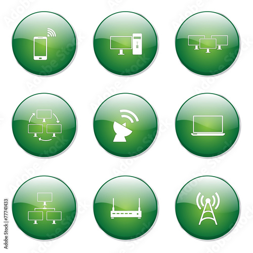Telecom Communication Green Vector Button Icon Design Set 2