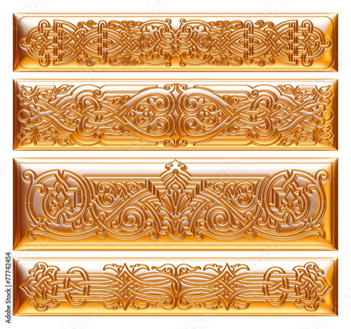 Gold decorative scope in modern style on isolated white photo