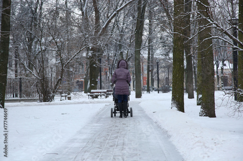 The Woman walking with buggy