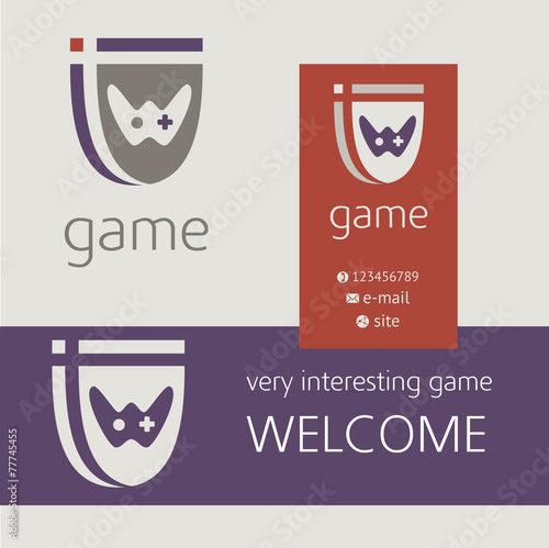 Gaming console controller vector logo. Buziness card, banner. photo