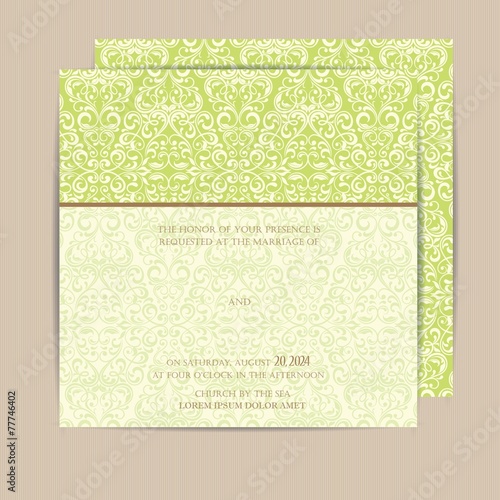 Wedding invitation card with beautiful floral background
