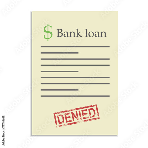 Bank loan document with denied stamp