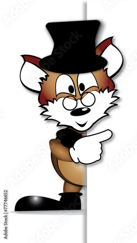 Cartoon Fuchs zeigt Angebot