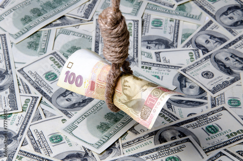 фотографія Ukrainian and American currency