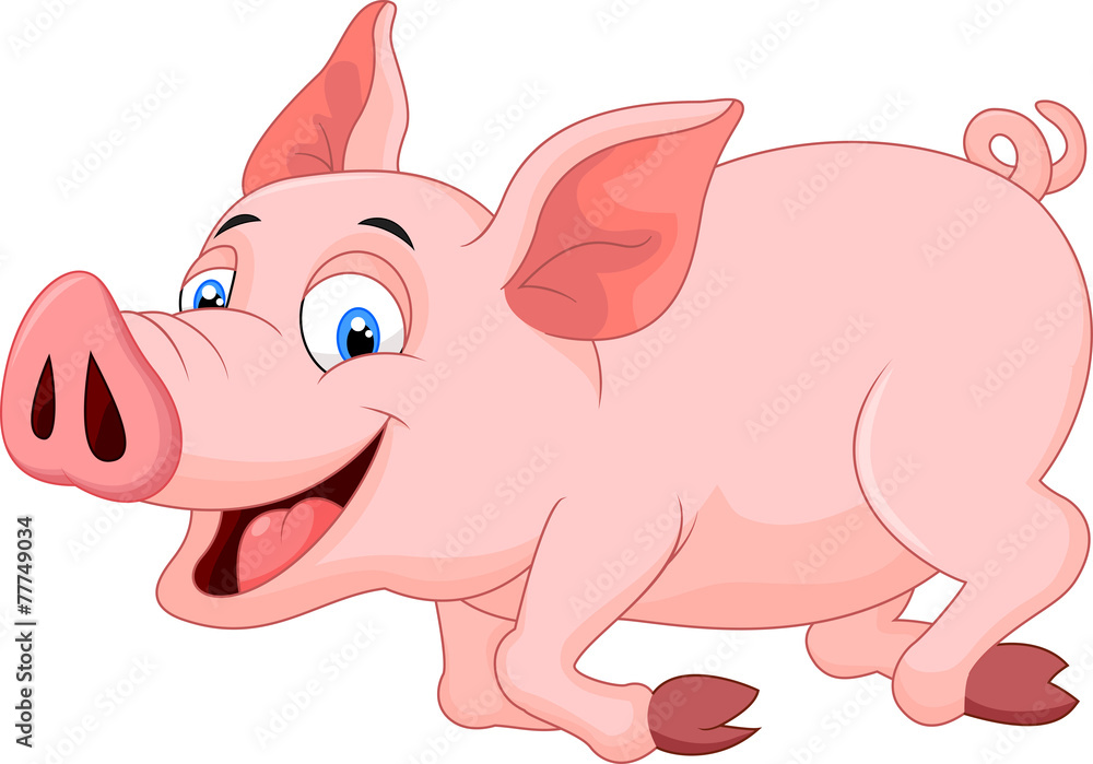 Fototapeta premium Cartoon pig running