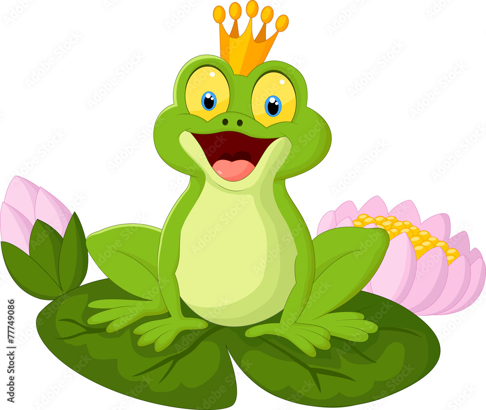Naklejka premium Cartoon king frog