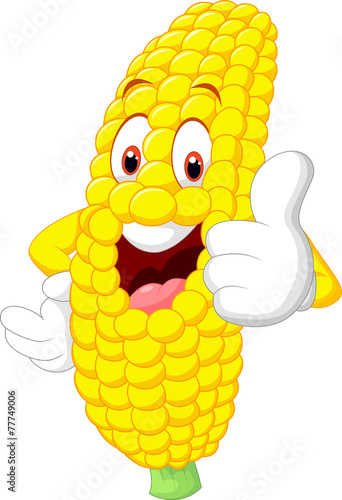Cartoon happy corn giving thumb up