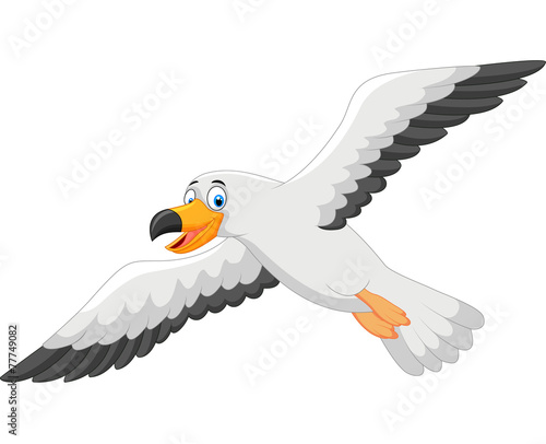 Cartoon smiling seagull