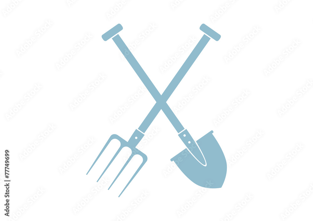 Spade and pitchfork on white background Spade and pitchfork on white background