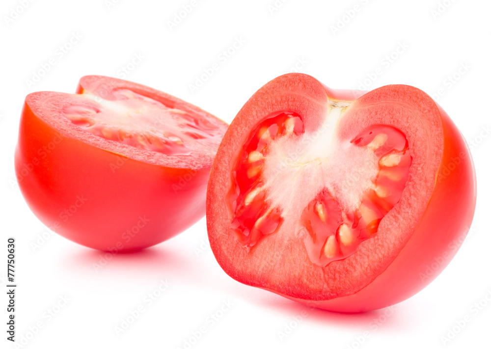 Tomato vegetable slices isolated on white background cutout Tomato vegetable slices isolated on white background cutout