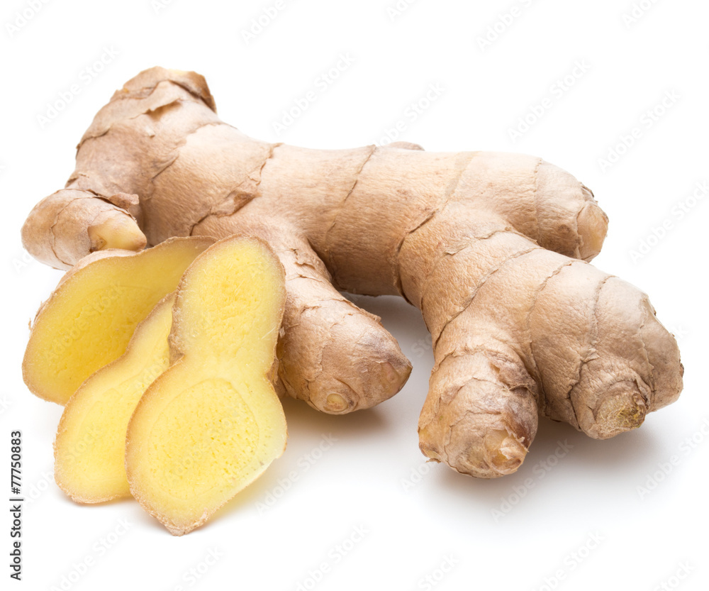 Fresh ginger root or rhizome isolated on white background cutout Fresh ginger root or rhizome isolated on white background cutout