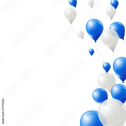 Blue and white balloons background