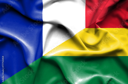 Waving flag of Bolivia and France