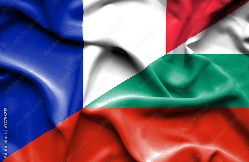 Waving flag of Bulgaria and France Waving flag of Bulgaria and France