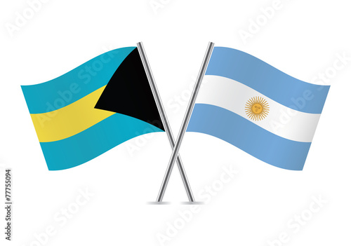 Bahamas and Argentinian flags. Vector illustration.