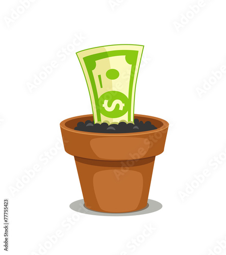 Dollar in a flowerpot