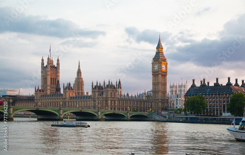 LONDON  UK - July 21  2014  Big Ben and houses of Parliament 