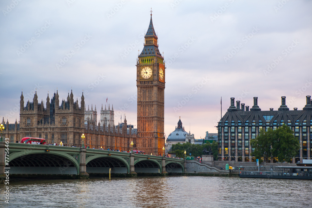 LONDON, UK - July 21, 2014: Big Ben and houses of Parliament 