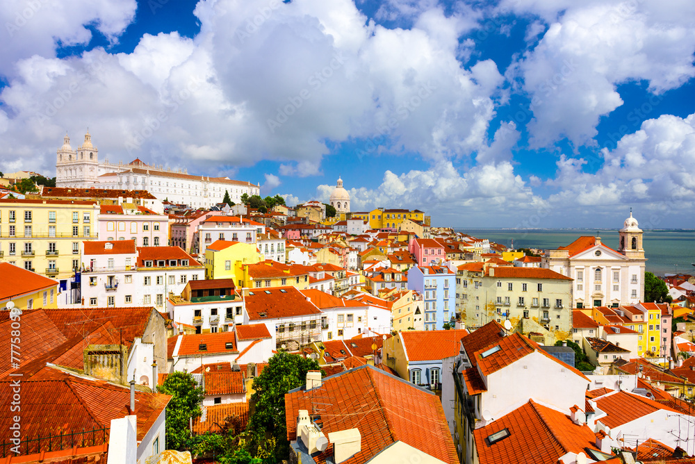 Lisbon, Portugal Historic Skyline