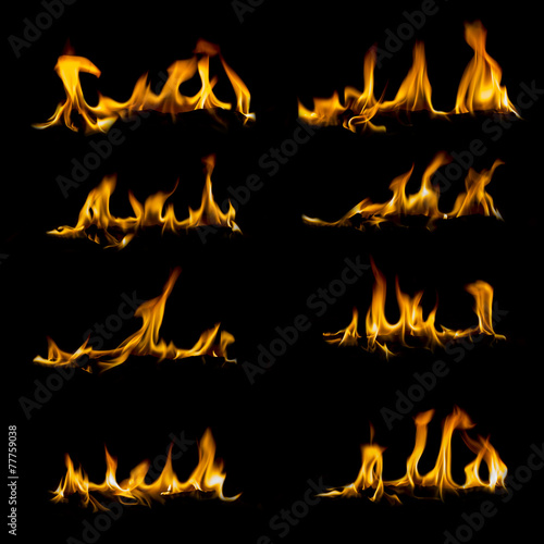 Collection of flames on black