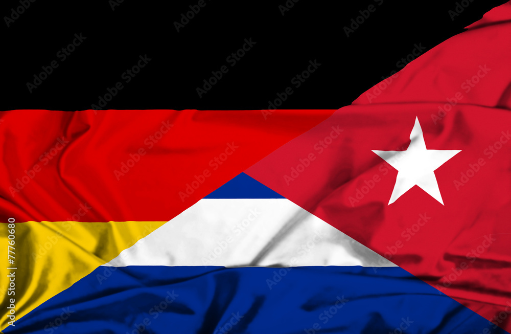 Waving flag of Cuba and Germany
