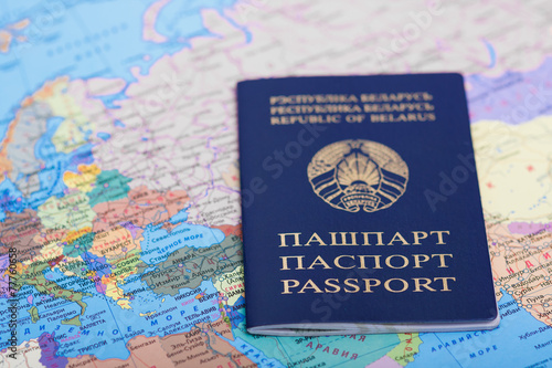 Passport of the Republic of Belarus on the map of Europe
