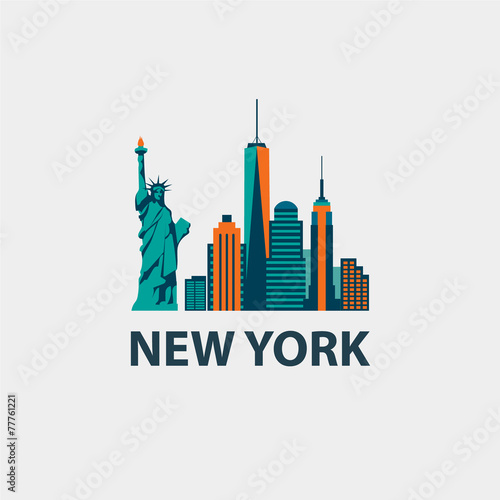 New York city architecture retro vector illustration, skyline
