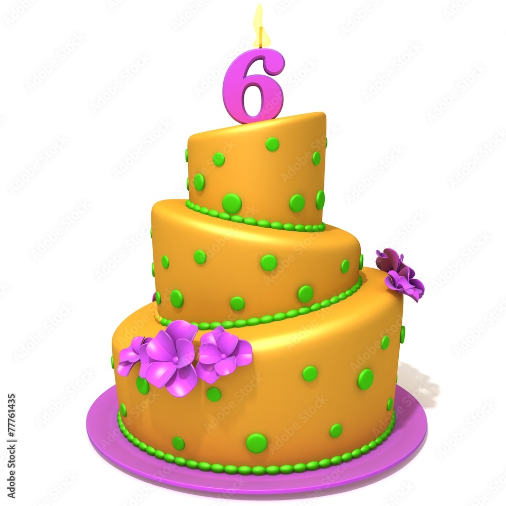Birthday cake with number six Birthday cake with number six