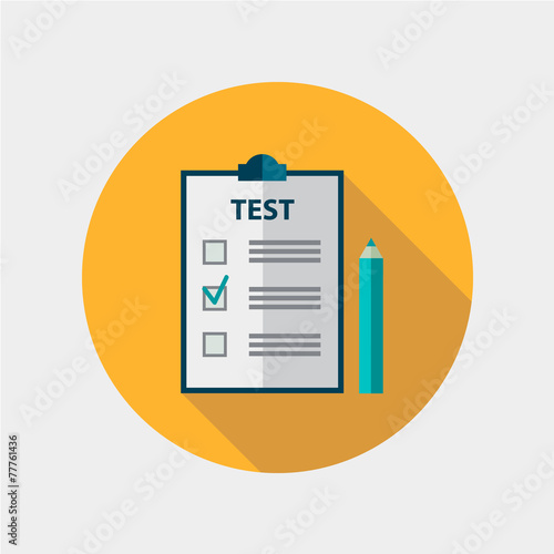 vector test flat design icon isolated, education