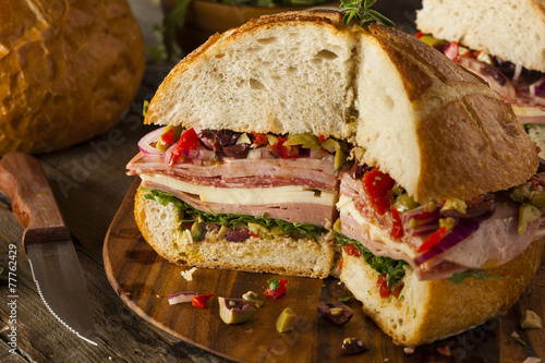 Cajun Muffaletta Sandwich with Meat and Cheese