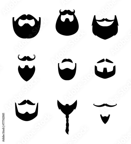 Set of beard silhouettes