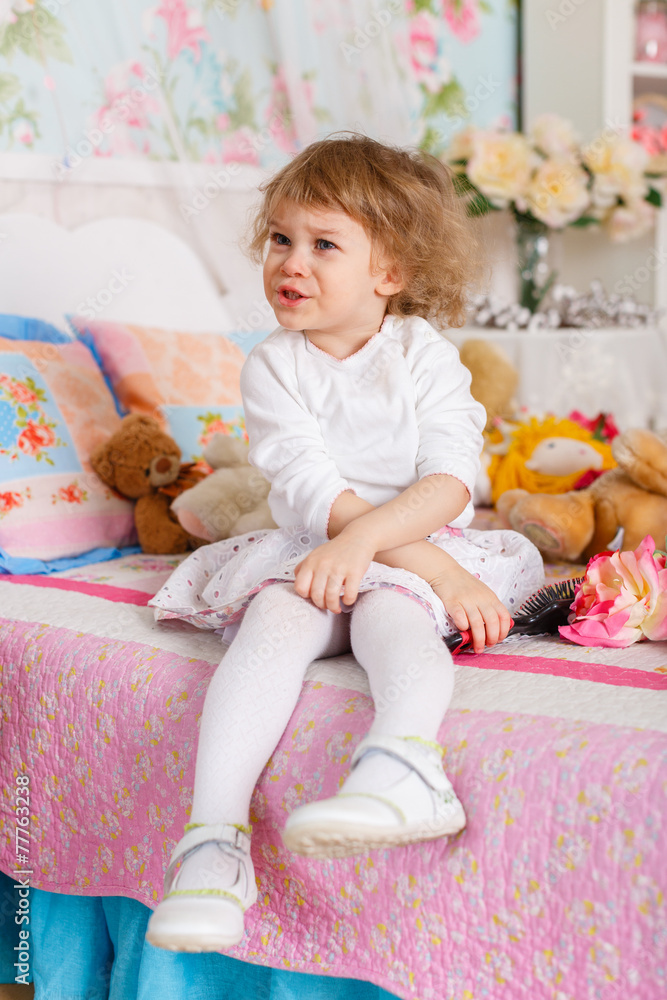 Little girl with hairbrush. Little girl with hairbrush.