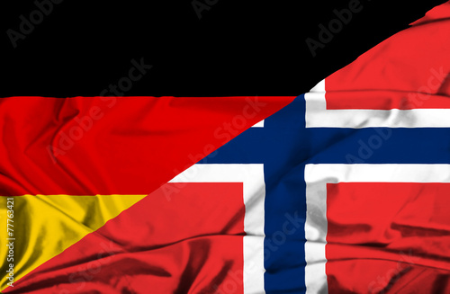Waving flag of Norway and Germany