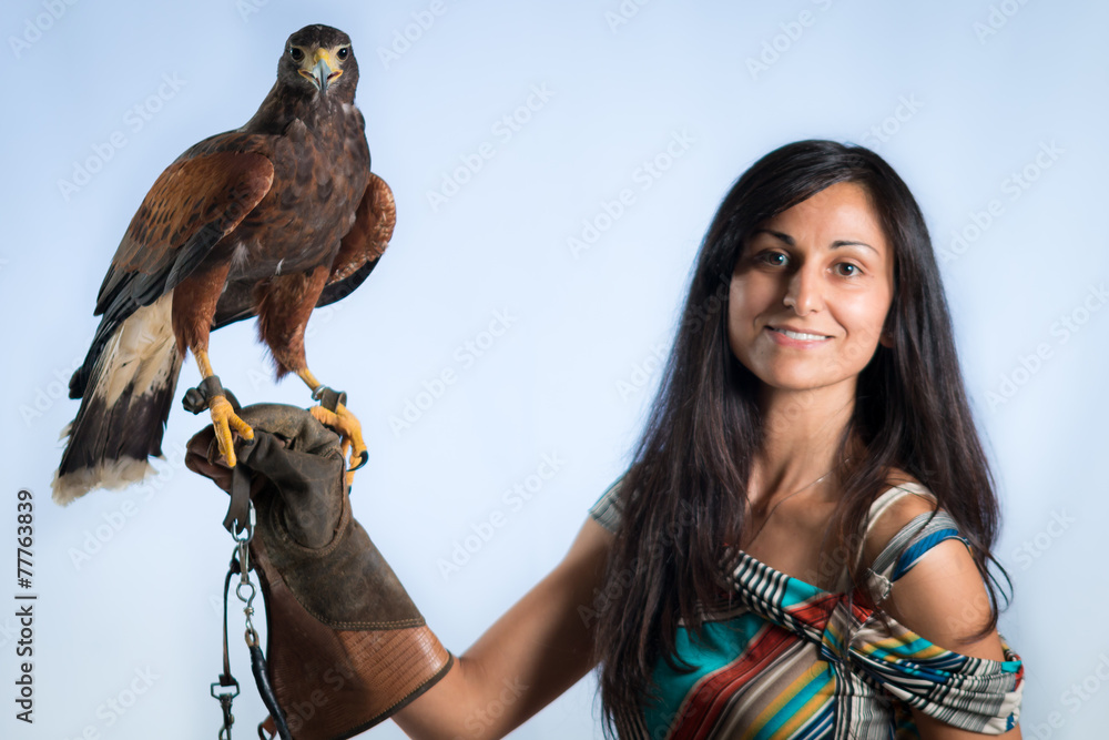 Woman and buzzard