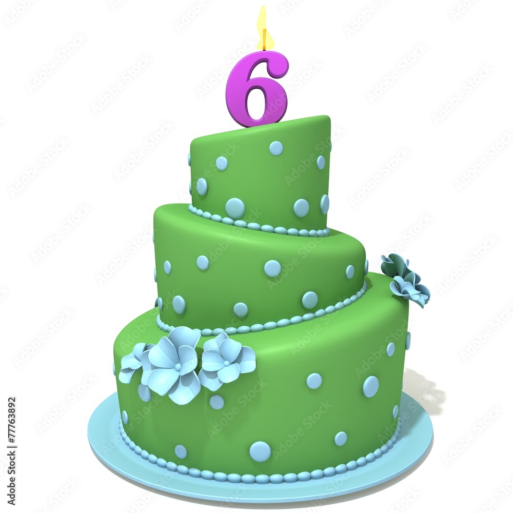 Birthday cake with number six Birthday cake with number six