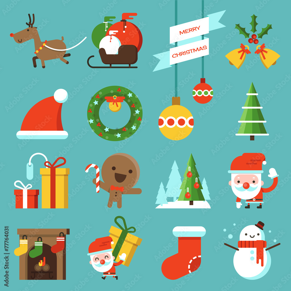 Chrismas icon flat design Chrismas icon flat design