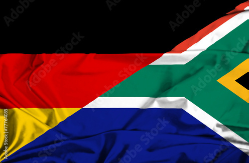 Waving flag of South Africa and Germany