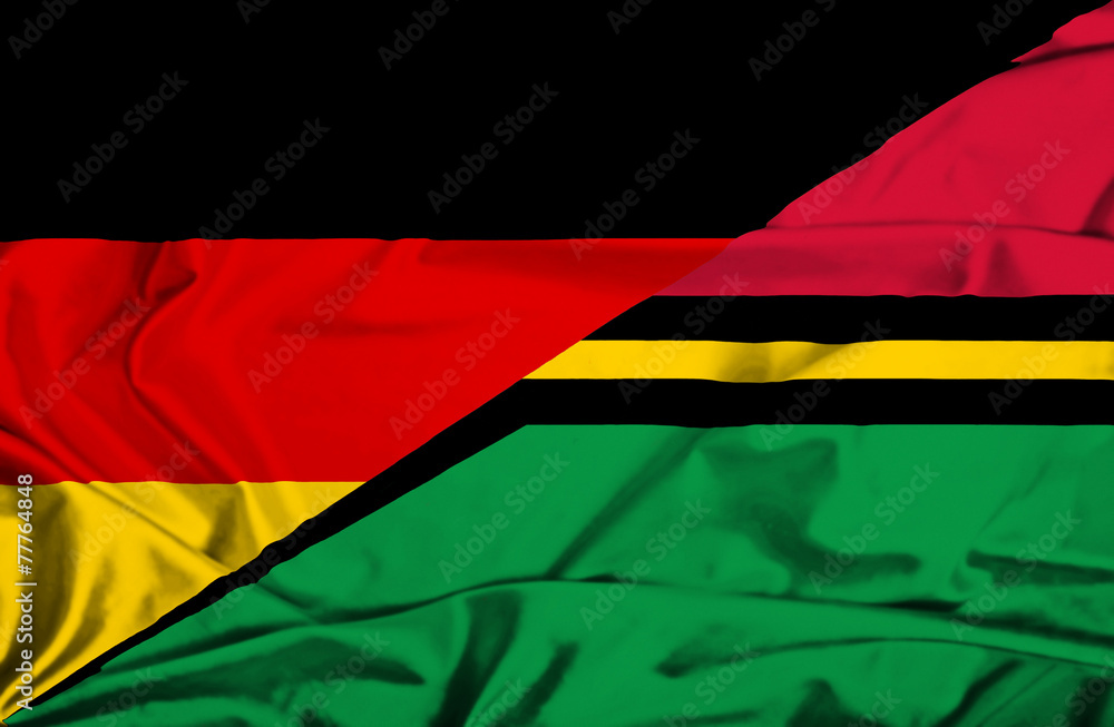 Waving flag of Vanuatu and Germany