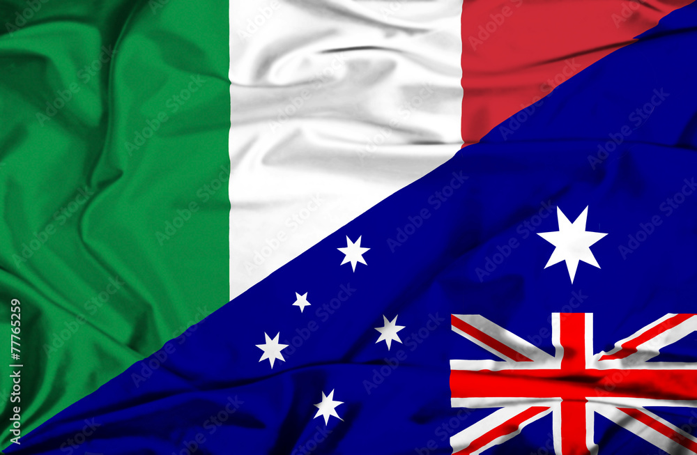 Waving flag of Australia and Italy Waving flag of Australia and Italy