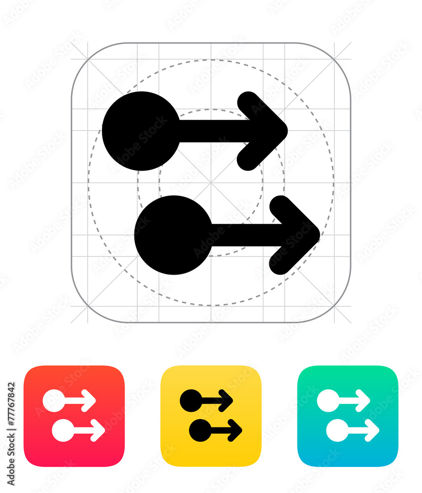 Two Finger drag right gesture abstract icon. Two Finger drag right gesture abstract icon.