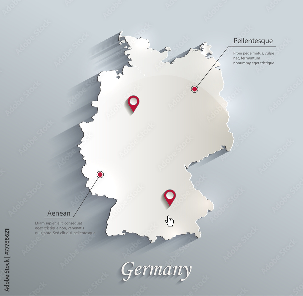 Naklejka premium Germany map blue white card paper 3D vector