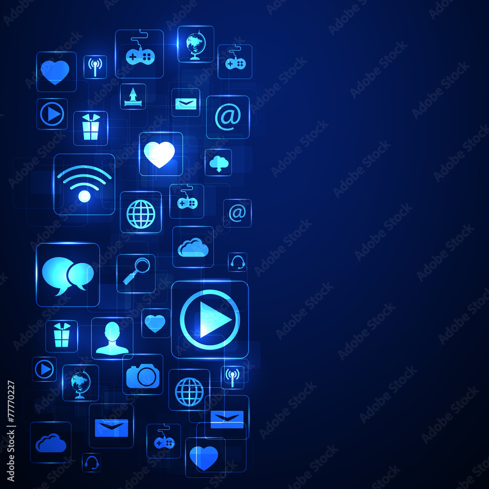 media icons set in neon stiale media icons set in neon stiale
