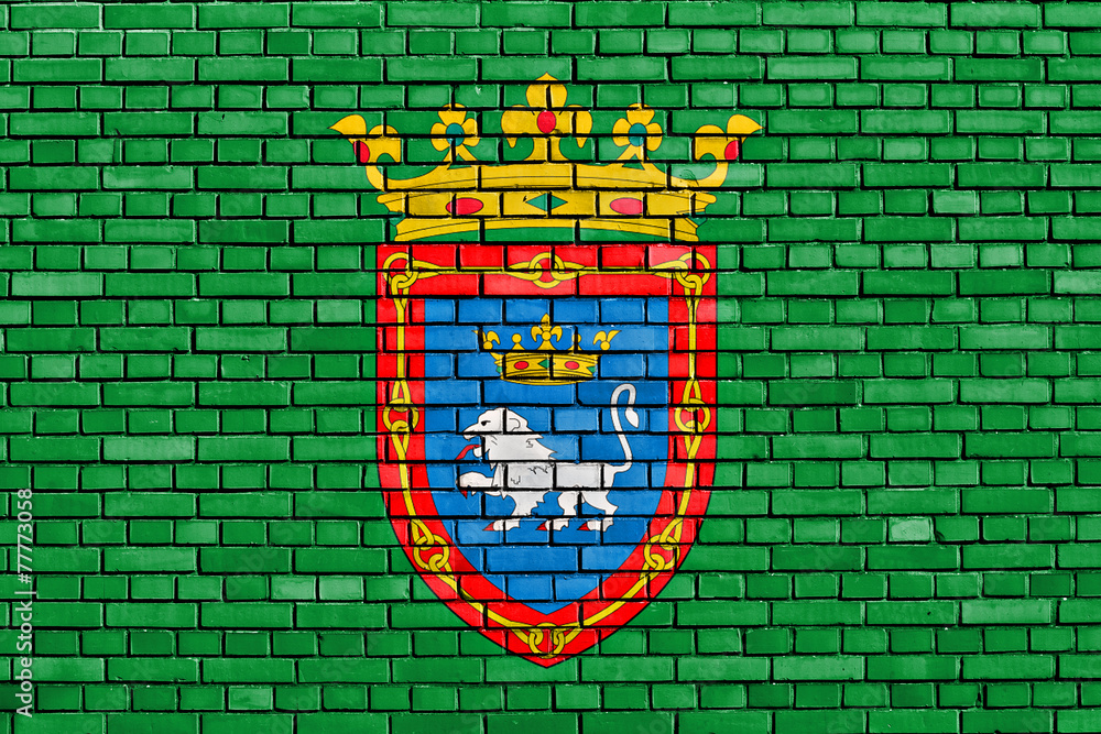 flag of Pamplona painted on brick wall