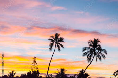 Tropical Sunset in Moorea, French Polynesia © marcorubino